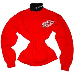 Detroit MI Red Wings Hockey Vintage 90's Turtleneck Embroidered Crewneck Sweater
